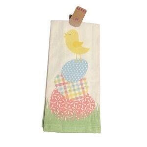 Print Mix Egg Stack Aqua Kitchen Towel 16x26" 100% Cotton - Easter 🐣